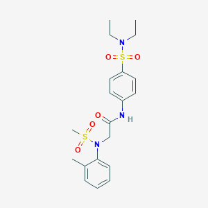 molecular formula C20H27N3O5S2 B296249 N-{4-[(diethylamino)sulfonyl]phenyl}-2-[2-methyl(methylsulfonyl)anilino]acetamide 