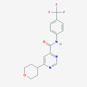 molecular formula C17H16F3N3O2 B2962490 6-(Oxan-4-yl)-N-[4-(trifluoromethyl)phenyl]pyrimidine-4-carboxamide CAS No. 2415473-07-1