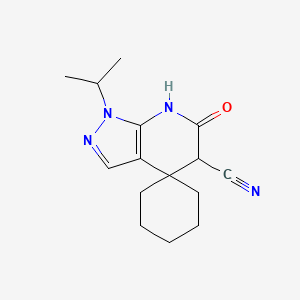 molecular formula C15H20N4O B2962494 1'-Isopropyl-6'-oxo-1',5',6',7'-tetrahydrospiro[cyclohexane-1,4'-pyrazolo[3,4-b]pyridine]-5'-carbonitrile CAS No. 1955556-55-4