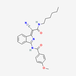 molecular formula C25H26N4O3 B2962497 (Z)-N-(1-(1-cyano-2-(hexylamino)-2-oxoethylidene)-1H-isoindol-3-yl)-4-methoxybenzamide CAS No. 941924-23-8