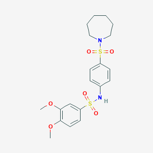 molecular formula C20H26N2O6S2 B296251 N-[4-(azepan-1-ylsulfonyl)phenyl]-3,4-dimethoxybenzenesulfonamide 
