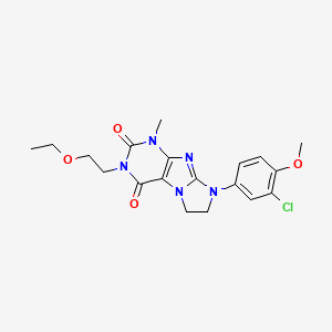 molecular formula C19H22ClN5O4 B2962525 6-(3-Chloro-4-methoxyphenyl)-2-(2-ethoxyethyl)-4-methyl-7,8-dihydropurino[7,8-a]imidazole-1,3-dione CAS No. 923471-70-9
