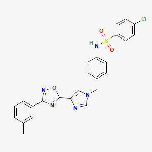 4-chloro-N-(4-((4-(3-(m-tolyl)-1,2,4-oxadiazol-5-yl)-1H-imidazol-1-yl)methyl)phenyl)benzenesulfonamide