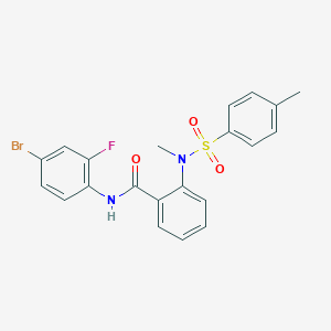 molecular formula C21H18BrFN2O3S B296254 N-(4-bromo-2-fluorophenyl)-2-{methyl[(4-methylphenyl)sulfonyl]amino}benzamide 