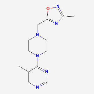 molecular formula C13H18N6O B2962540 3-Methyl-5-[[4-(5-methylpyrimidin-4-yl)piperazin-1-yl]methyl]-1,2,4-oxadiazole CAS No. 2380077-93-8