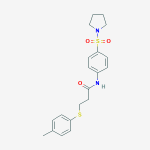 molecular formula C20H24N2O3S2 B296255 3-[(4-methylphenyl)sulfanyl]-N-[4-(1-pyrrolidinylsulfonyl)phenyl]propanamide 