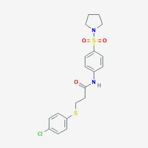 molecular formula C19H21ClN2O3S2 B296256 3-[(4-chlorophenyl)thio]-N-[4-(1-pyrrolidinylsulfonyl)phenyl]propanamide 