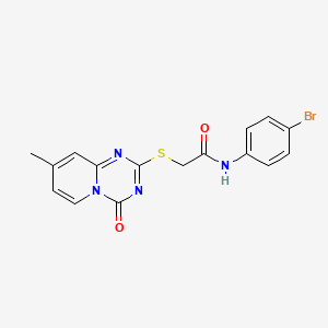 molecular formula C16H13BrN4O2S B2962607 N-(4-bromophenyl)-2-(8-methyl-4-oxopyrido[1,2-a][1,3,5]triazin-2-yl)sulfanylacetamide CAS No. 896336-25-7