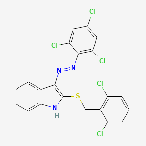 molecular formula C21H12Cl5N3S B2962609 2-[(2,6-二氯苄基)硫代]-3H-吲哚-3-酮 N-(2,4,6-三氯苯基)腙 CAS No. 478042-17-0