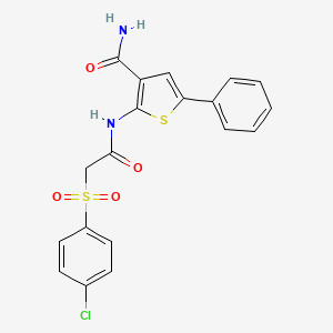2-(2-((4-Chlorophenyl)sulfonyl)acetamido)-5-phenylthiophene-3-carboxamide