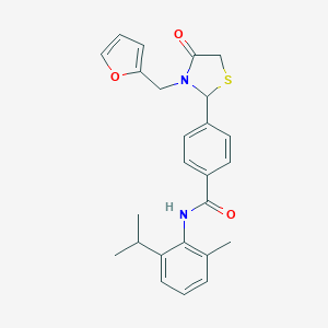 molecular formula C25H26N2O3S B296263 4-[3-(2-furylmethyl)-4-oxo-1,3-thiazolidin-2-yl]-N-(2-isopropyl-6-methylphenyl)benzamide 