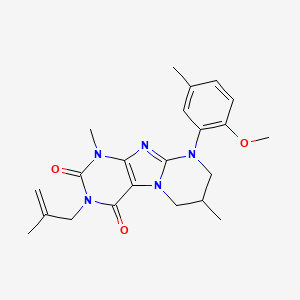 molecular formula C22H27N5O3 B2962637 9-(2-methoxy-5-methylphenyl)-1,7-dimethyl-3-(2-methylprop-2-enyl)-7,8-dihydro-6H-purino[7,8-a]pyrimidine-2,4-dione CAS No. 887696-18-6