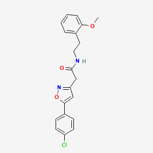 molecular formula C20H19ClN2O3 B2962642 2-(5-(4-chlorophenyl)isoxazol-3-yl)-N-(2-methoxyphenethyl)acetamide CAS No. 946316-09-2