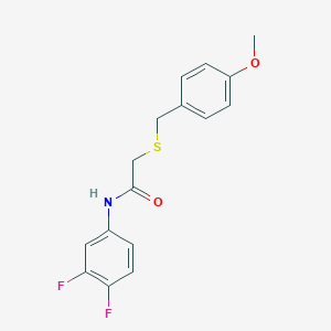 molecular formula C16H15F2NO2S B296265 N-(3,4-difluorophenyl)-2-[(4-methoxybenzyl)sulfanyl]acetamide 