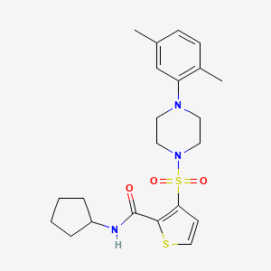molecular formula C22H29N3O3S2 B2962650 N-cyclopentyl-3-{[4-(2,5-dimethylphenyl)piperazin-1-yl]sulfonyl}thiophene-2-carboxamide CAS No. 1207042-37-2