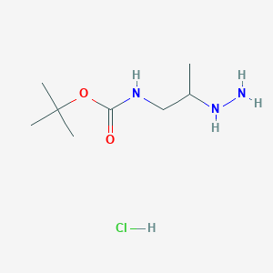 molecular formula C8H20ClN3O2 B2962663 Tert-butyl N-(2-hydrazinylpropyl)carbamate;hydrochloride CAS No. 2411241-49-9