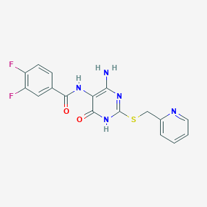 molecular formula C17H13F2N5O2S B2962666 N-(4-amino-6-oxo-2-((pyridin-2-ylmethyl)thio)-1,6-dihydropyrimidin-5-yl)-3,4-difluorobenzamide CAS No. 888430-31-7