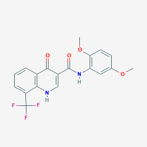 molecular formula C19H15F3N2O4 B2962668 N-(2,5-dimethoxyphenyl)-4-hydroxy-8-(trifluoromethyl)quinoline-3-carboxamide CAS No. 946340-16-5