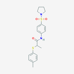 molecular formula C20H24N2O3S2 B296267 2-[(4-methylphenyl)sulfanyl]-N-[4-(1-pyrrolidinylsulfonyl)phenyl]propanamide 