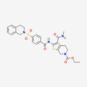 ethyl 2-(4-((3,4-dihydroisoquinolin-2(1H)-yl)sulfonyl)benzamido)-3-(methylcarbamoyl)-4,5-dihydrothieno[2,3-c]pyridine-6(7H)-carboxylate