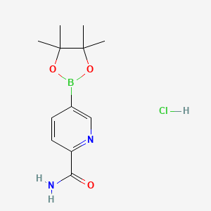 molecular formula C12H18BClN2O3 B2962673 6-Carbamoylpyridine-3-boronic acid pinacol ester-HCl CAS No. 1309978-87-7