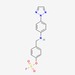 molecular formula C15H13FN4O3S B2962675 2-[4-[(4-Fluorosulfonyloxyphenyl)methylamino]phenyl]triazole CAS No. 2411277-35-3