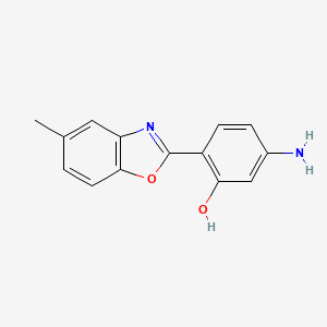 molecular formula C14H12N2O2 B2962680 5-Amino-2-(5-methyl-benzooxazol-2-yl)-phenol CAS No. 293737-91-4