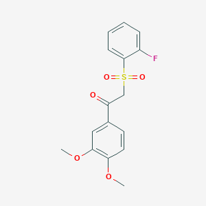 molecular formula C16H15FO5S B2962687 1-(3,4-Dimethoxyphenyl)-2-[(2-fluorophenyl)sulfonyl]ethanone CAS No. 1987112-32-2
