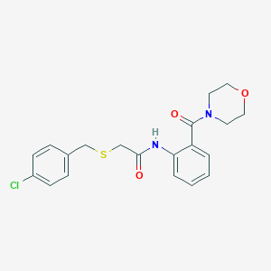 molecular formula C20H21ClN2O3S B296270 2-[(4-chlorobenzyl)thio]-N-[2-(4-morpholinylcarbonyl)phenyl]acetamide 