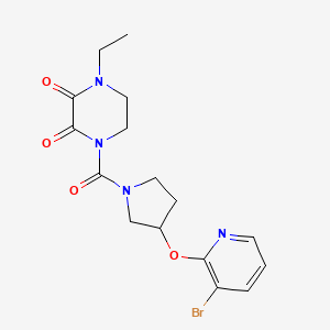 molecular formula C16H19BrN4O4 B2962706 1-(3-((3-Bromopyridin-2-yl)oxy)pyrrolidine-1-carbonyl)-4-ethylpiperazine-2,3-dione CAS No. 1903195-22-1