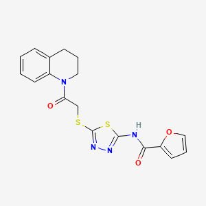 molecular formula C18H16N4O3S2 B2962708 N-(5-((2-(3,4-二氢喹啉-1(2H)-基)-2-氧代乙基)硫代)-1,3,4-噻二唑-2-基)呋喃-2-甲酰胺 CAS No. 317328-92-0