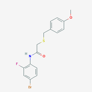 molecular formula C16H15BrFNO2S B296271 N-(4-bromo-2-fluorophenyl)-2-[(4-methoxybenzyl)sulfanyl]acetamide 