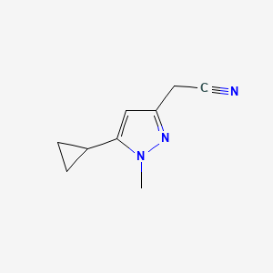 molecular formula C9H11N3 B2962712 2-(5-Cyclopropyl-1-methyl-1H-pyrazol-3-yl)acetonitrile CAS No. 1225882-74-5
