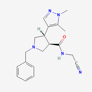molecular formula C19H23N5O B2962716 (3R,4S)-1-Benzyl-N-(cyanomethyl)-4-(1,5-dimethylpyrazol-4-yl)pyrrolidine-3-carboxamide CAS No. 2223337-02-6