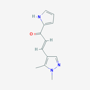 molecular formula C12H13N3O B2962720 3-(1,5-Dimethyl-1H-pyrazol-4-yl)-1-(1H-pyrrol-2-yl)-propenone CAS No. 959030-39-8