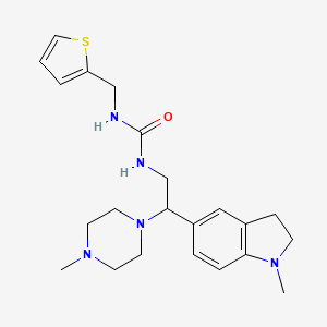 molecular formula C22H31N5OS B2962727 1-(2-(1-Methylindolin-5-yl)-2-(4-methylpiperazin-1-yl)ethyl)-3-(thiophen-2-ylmethyl)urea CAS No. 1203073-05-5