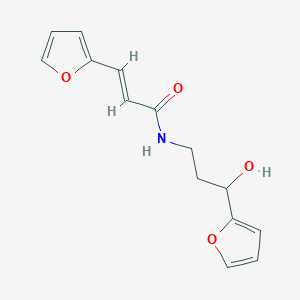 molecular formula C14H15NO4 B2962729 (E)-3-(furan-2-yl)-N-(3-(furan-2-yl)-3-hydroxypropyl)acrylamide CAS No. 1421586-85-7
