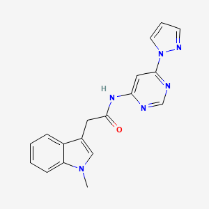 N-(6-(1H-pyrazol-1-yl)pyrimidin-4-yl)-2-(1-methyl-1H-indol-3-yl)acetamide