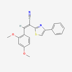 molecular formula C20H16N2O2S B2962741 (Z)-3-(2,4-dimethoxyphenyl)-2-(4-phenylthiazol-2-yl)acrylonitrile CAS No. 467245-56-3