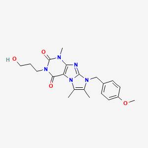 molecular formula C21H25N5O4 B2962751 2-(3-Hydroxypropyl)-6-[(4-methoxyphenyl)methyl]-4,7,8-trimethylpurino[7,8-a]imidazole-1,3-dione CAS No. 876902-53-3