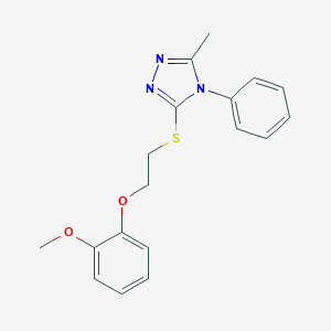 molecular formula C18H19N3O2S B296276 3-{[2-(2-methoxyphenoxy)ethyl]sulfanyl}-5-methyl-4-phenyl-4H-1,2,4-triazole 
