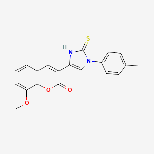 molecular formula C20H16N2O3S B2962766 8-methoxy-3-[3-(4-methylphenyl)-2-sulfanylidene-1H-imidazol-5-yl]chromen-2-one CAS No. 688791-67-5