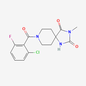 molecular formula C15H15ClFN3O3 B2962770 8-(2-Chloro-6-fluorobenzoyl)-3-methyl-1,3,8-triazaspiro[4.5]decane-2,4-dione CAS No. 1021040-23-2