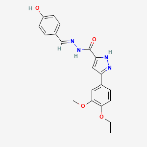 molecular formula C20H20N4O4 B2962775 (E)-3-(4-ethoxy-3-methoxyphenyl)-N'-(4-hydroxybenzylidene)-1H-pyrazole-5-carbohydrazide CAS No. 634894-94-3