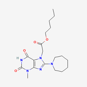 molecular formula C19H29N5O4 B2962785 pentyl 2-(8-(azepan-1-yl)-3-methyl-2,6-dioxo-2,3-dihydro-1H-purin-7(6H)-yl)acetate CAS No. 326018-60-4