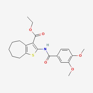 molecular formula C21H25NO5S B2962803 2-[(3,4-二甲氧基苯甲酰)氨基]-5,6,7,8-四氢-4H-环庚并[b]噻吩-3-甲酸乙酯 CAS No. 397290-67-4