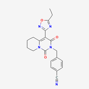 molecular formula C20H19N5O3 B2962804 4-{[4-(5-乙基-1,2,4-恶二唑-3-基)-1,3-二氧代-5,6,7,8-四氢-1H-吡啶并[1,2-c]嘧啶-2(3H)-基]甲基}苯甲腈 CAS No. 1775308-25-2