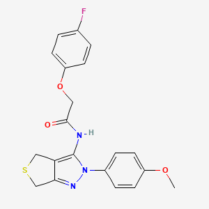 molecular formula C20H18FN3O3S B2962806 2-(4-氟苯氧基)-N-[2-(4-甲氧基苯基)-4,6-二氢噻吩并[3,4-c]吡唑-3-基]乙酰胺 CAS No. 893941-54-3