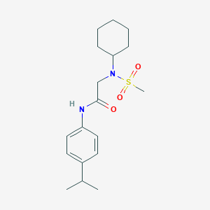 molecular formula C18H28N2O3S B296281 2-[cyclohexyl(methylsulfonyl)amino]-N-(4-isopropylphenyl)acetamide 