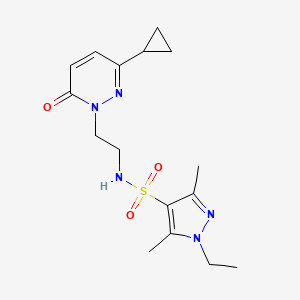 molecular formula C16H23N5O3S B2962811 N-(2-(3-环丙基-6-氧代哒嗪-1(6H)-基)乙基)-1-乙基-3,5-二甲基-1H-吡唑-4-磺酰胺 CAS No. 2034267-35-9
